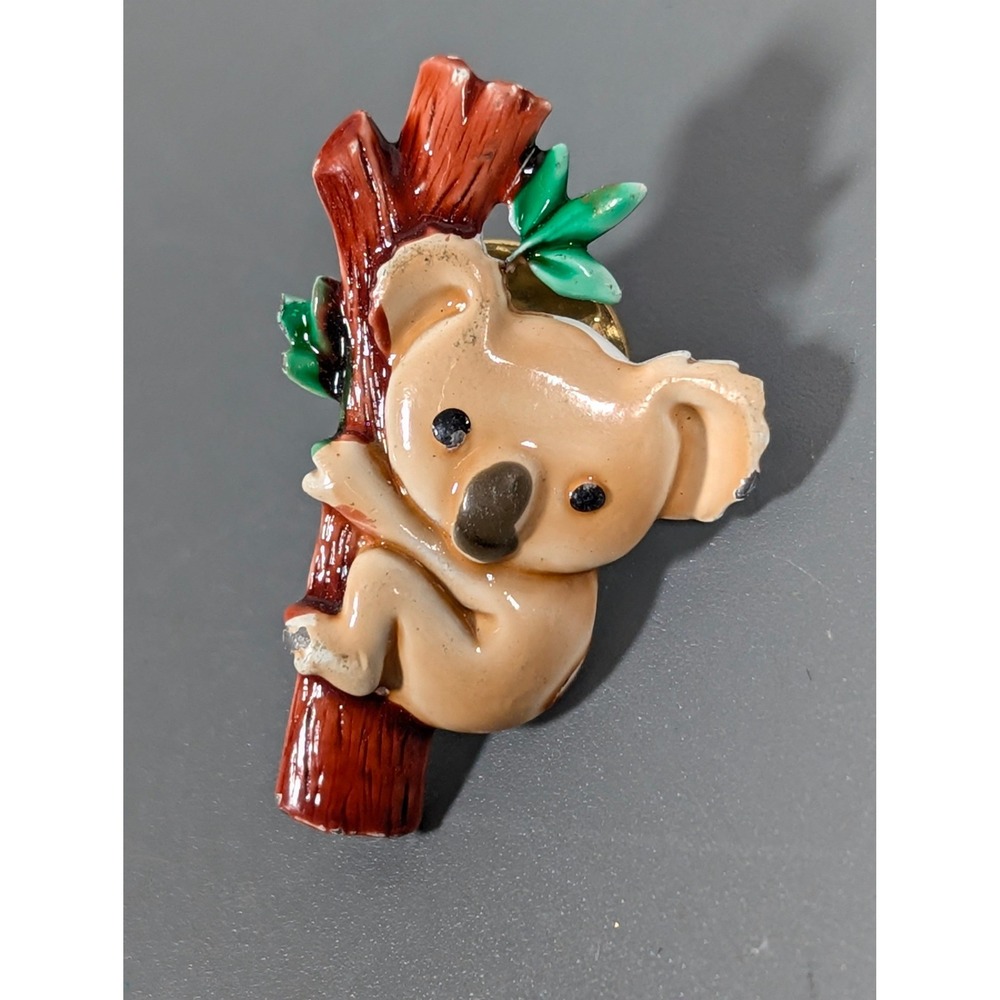 Vintage JJ Jonette Koala Bear Enamel Tack Pin Cute Animal Brooch